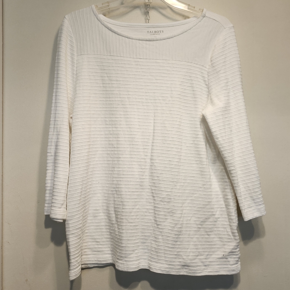 Talbots Women's Cream Ribbed Long Sleeve Top